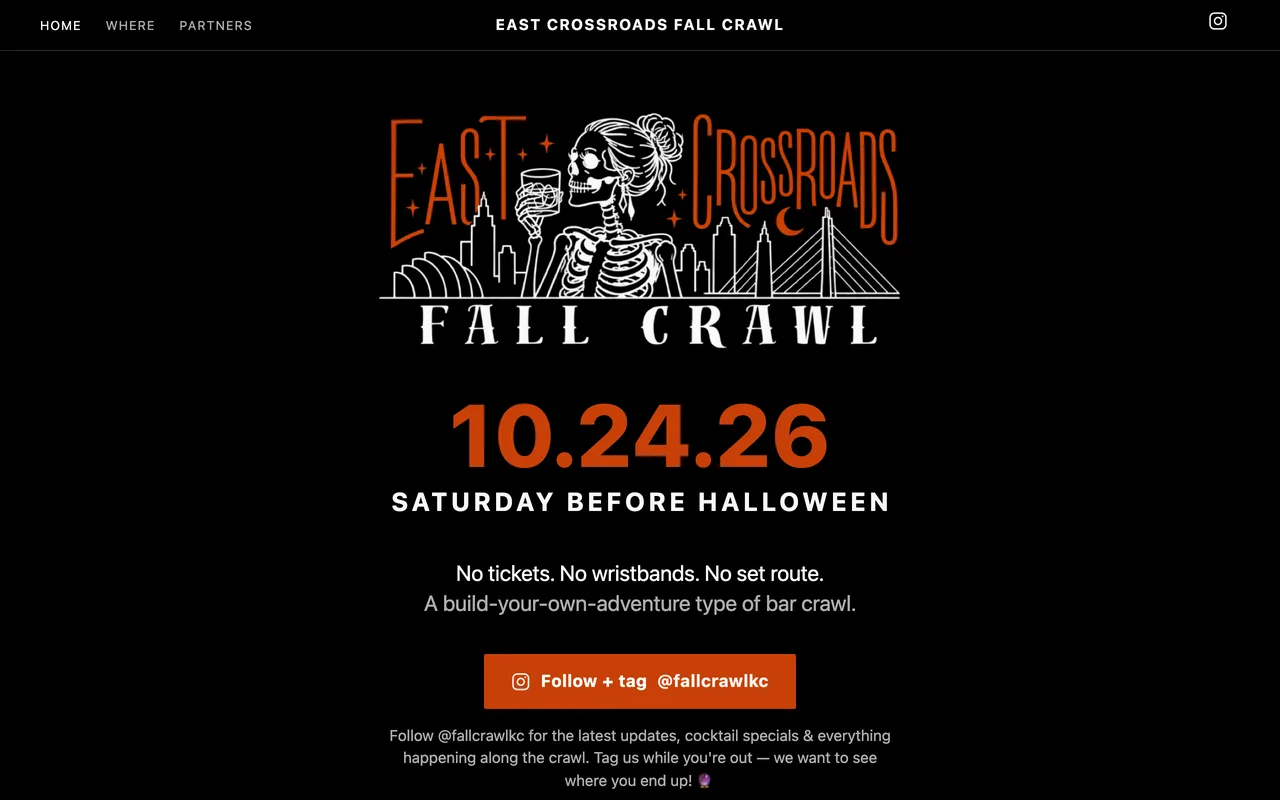 east crossroads fall crawl website screenshot
