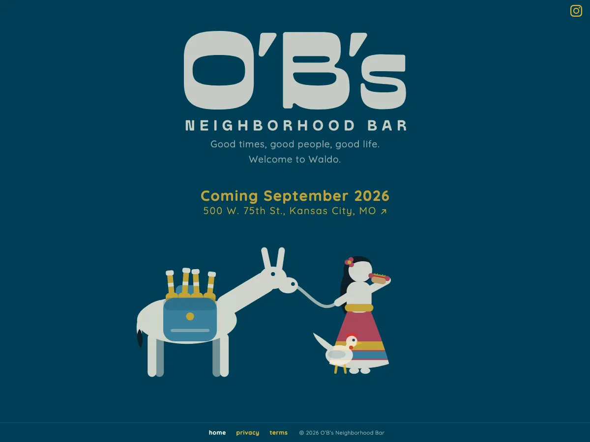 o'b's neighborhood bar website preview
